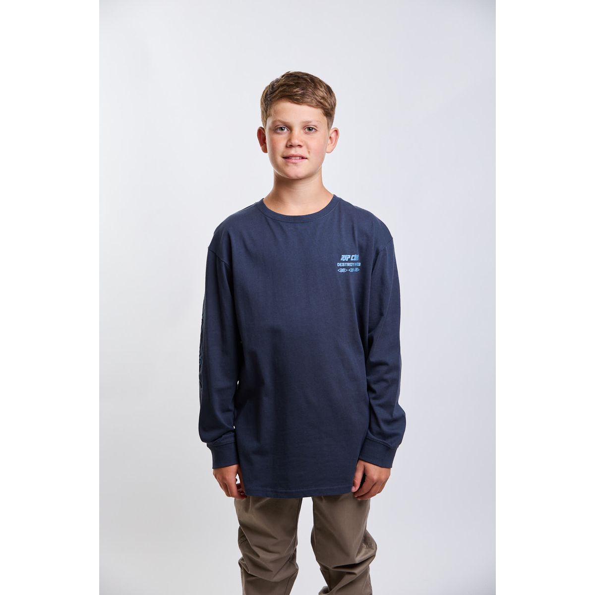 RIP CURL - Polera ML Raw Azul Infantil Rip Curl