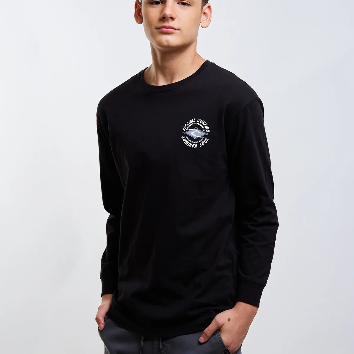 RIP CURL - Polera ML Southwave Negro Infantil Rip Curl