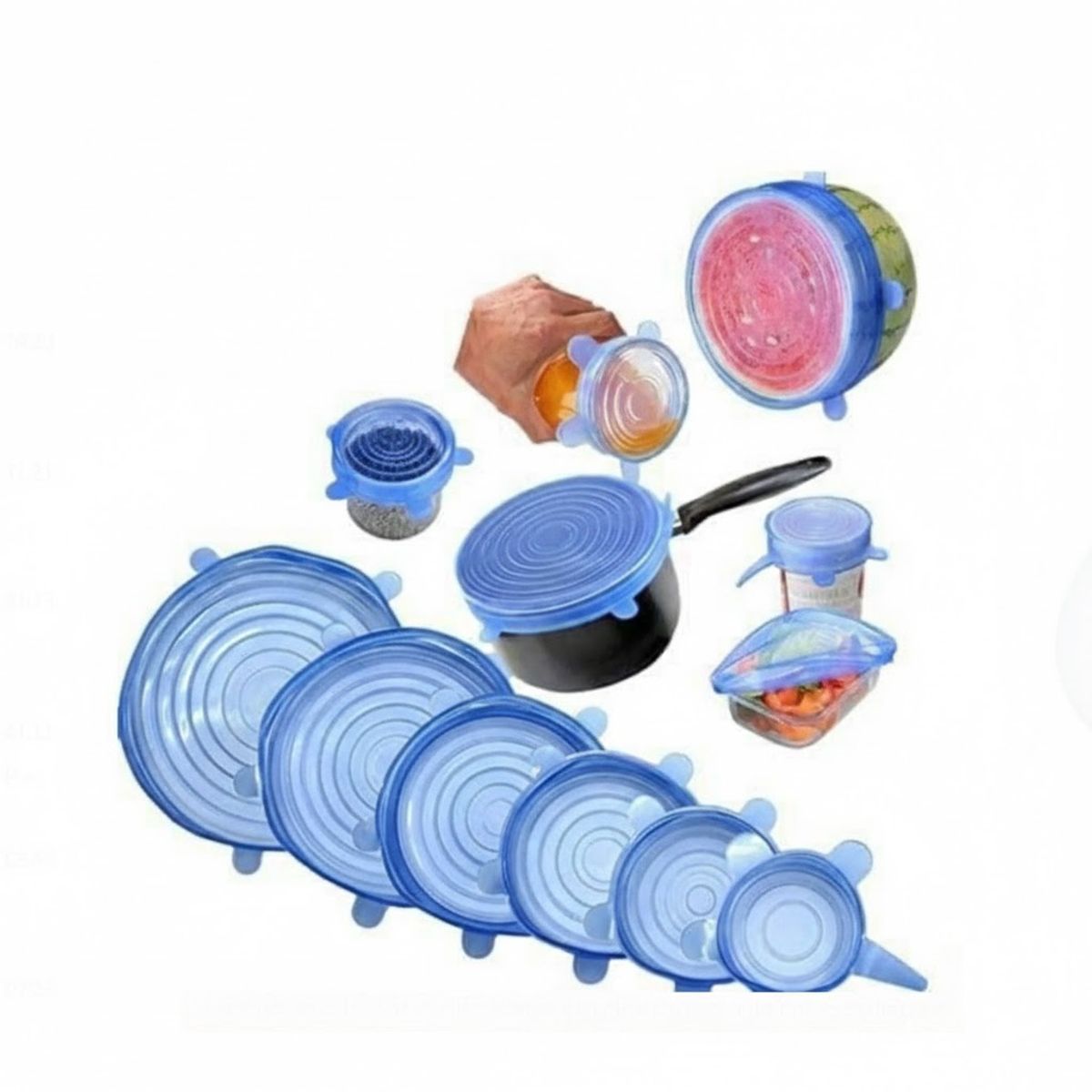 GENERICO - Set 6 Tapas Silicona Extensible Anti Escurrimientos Sellado