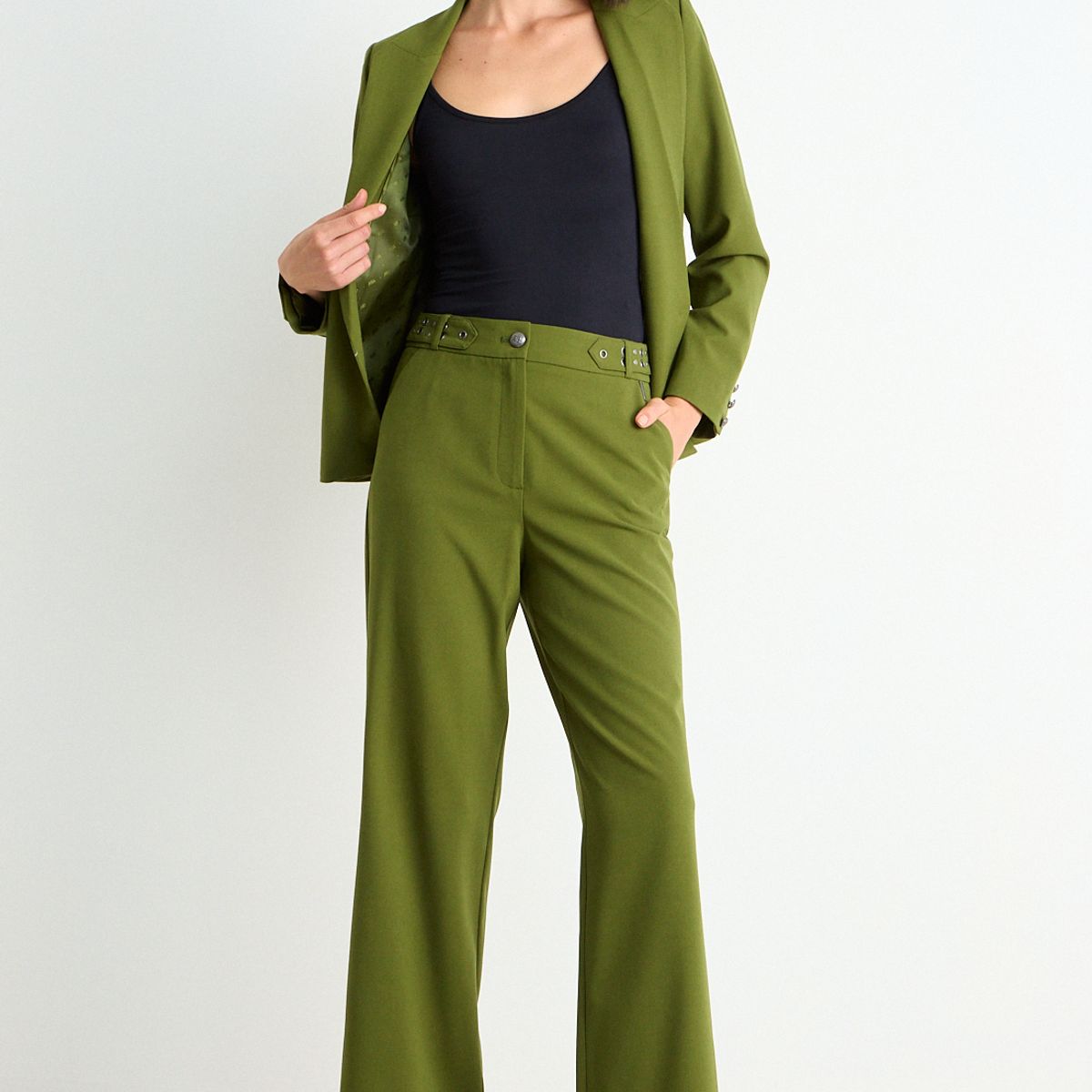 ASH - Pantalon Liso Mujer Verde Ash