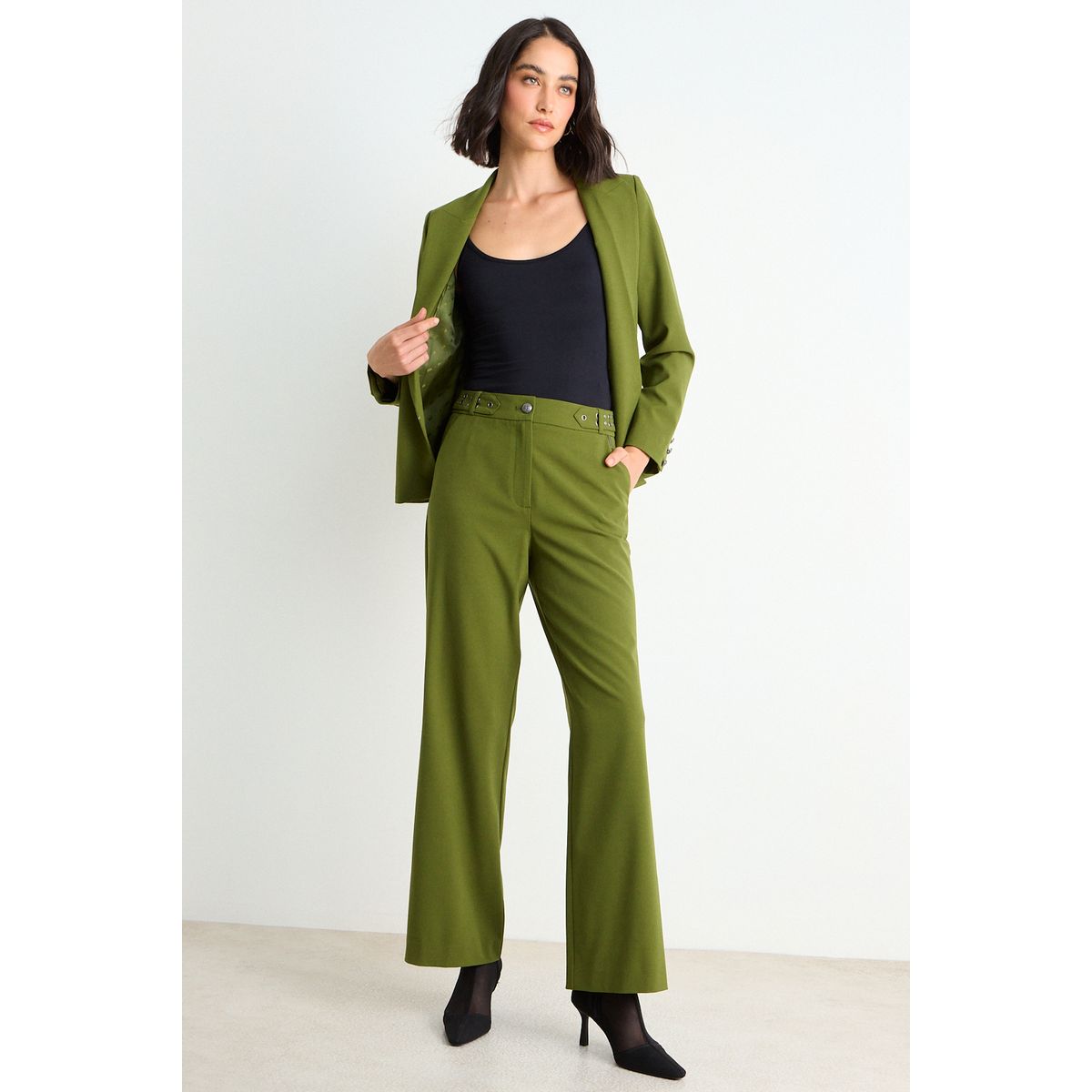 ASH - Pantalon Liso Mujer Verde Ash