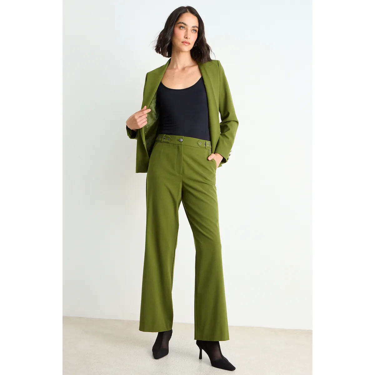 ASH - Pantalon Liso Mujer Verde Ash
