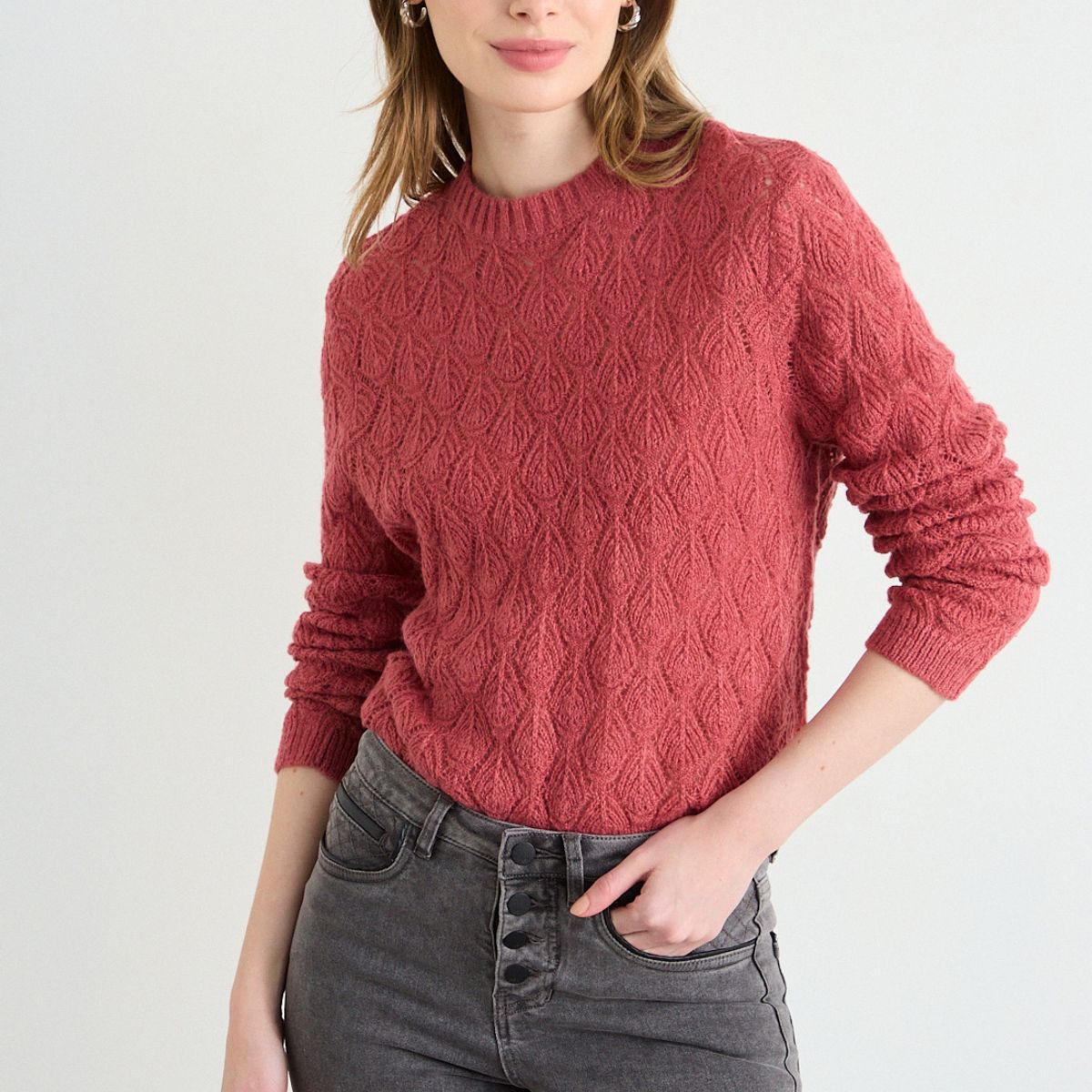 ASH - Sweater Calado Mujer Naranjo Ash
