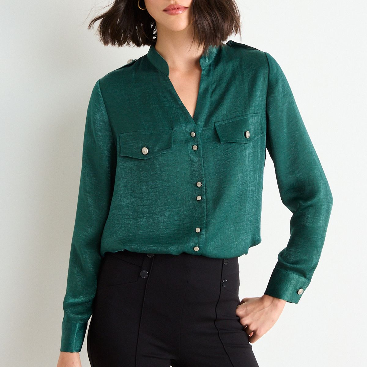 ASH - Blusa Lisa Mujer Verde Esmeralda Ash