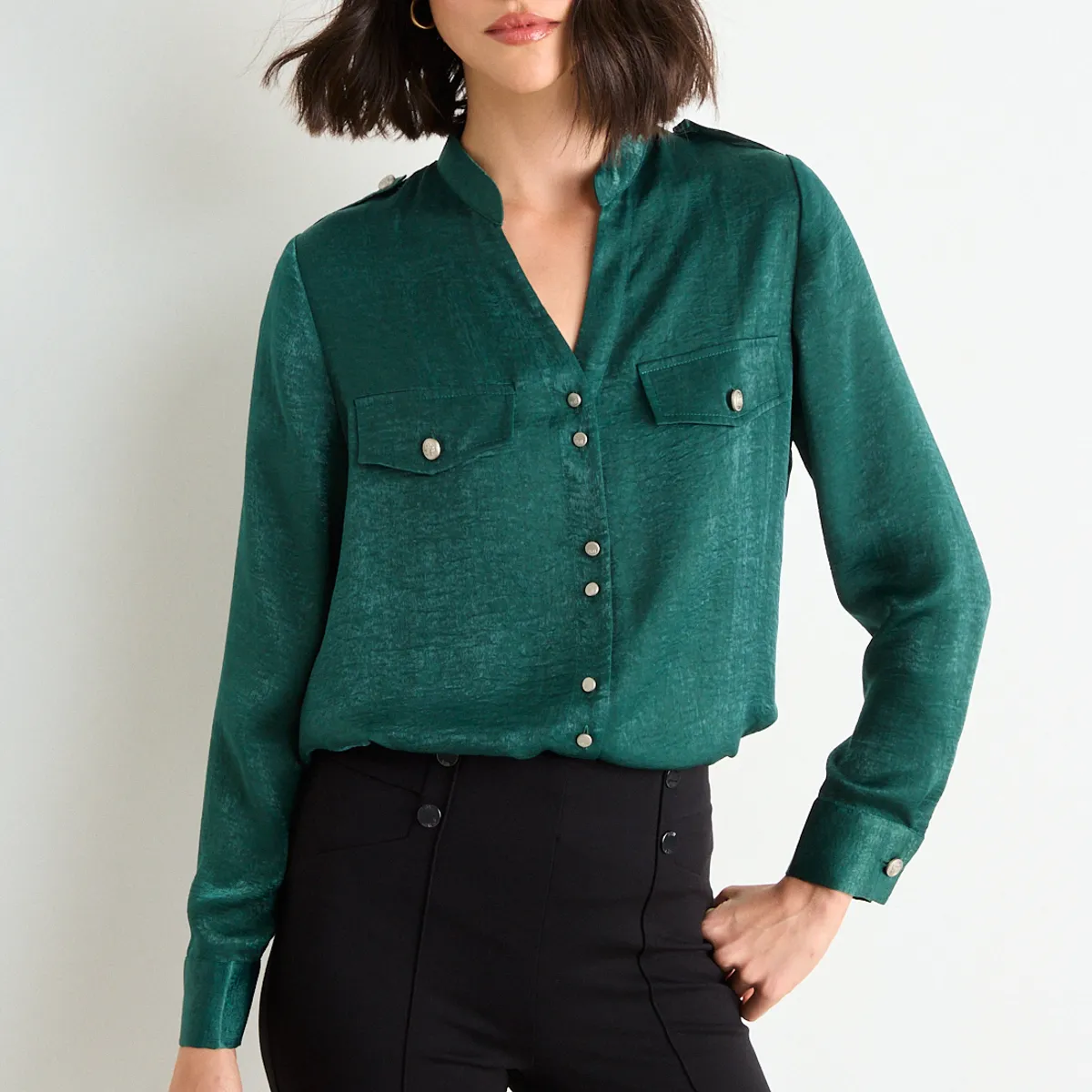 ASH - Blusa Lisa Mujer Verde Esmeralda Ash