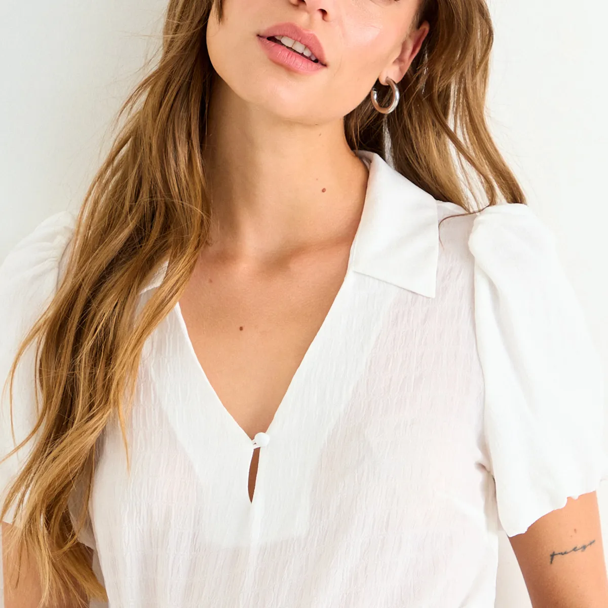 IO - Blusa Lisa Mujer Crudo Io