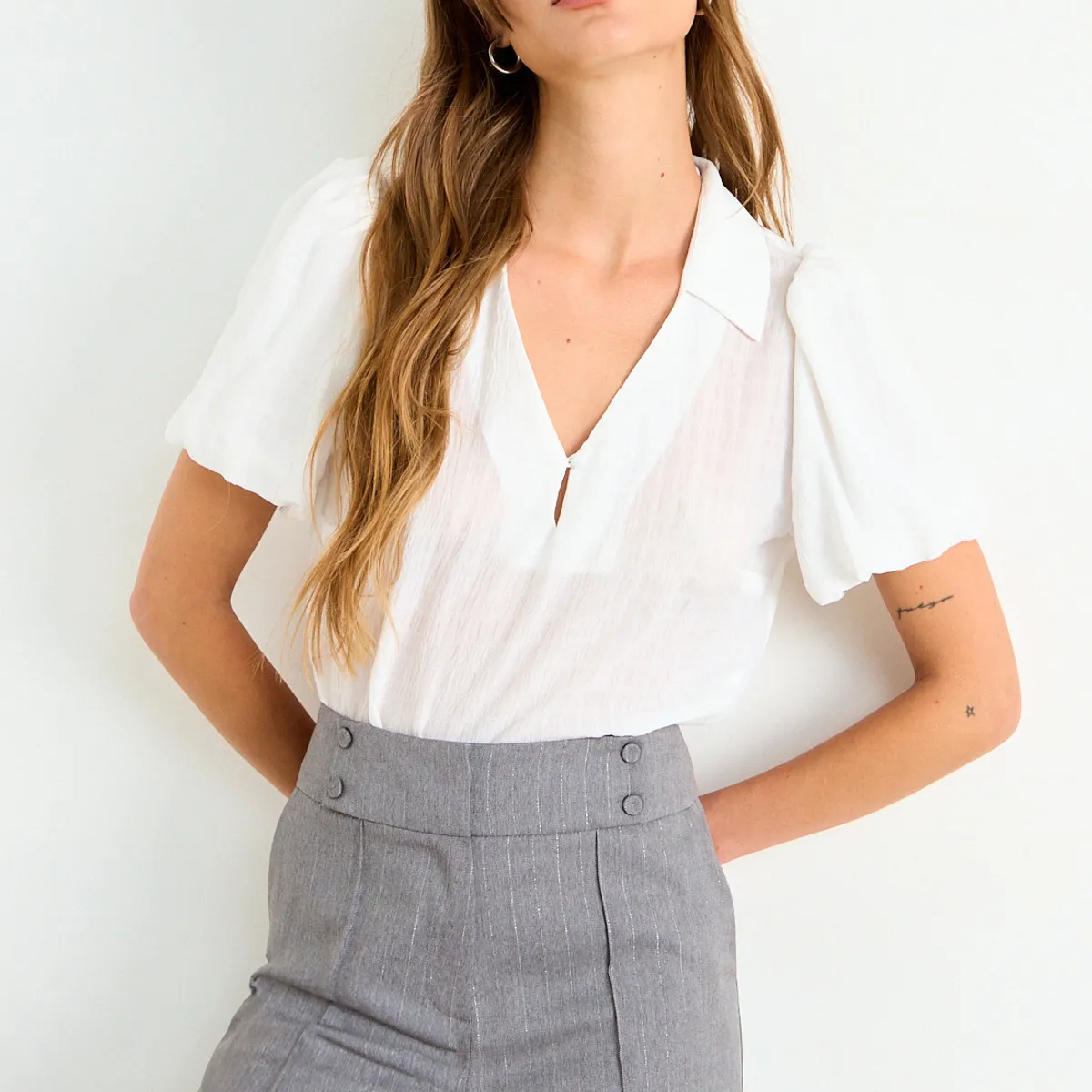 IO - Blusa Lisa Mujer Crudo Io