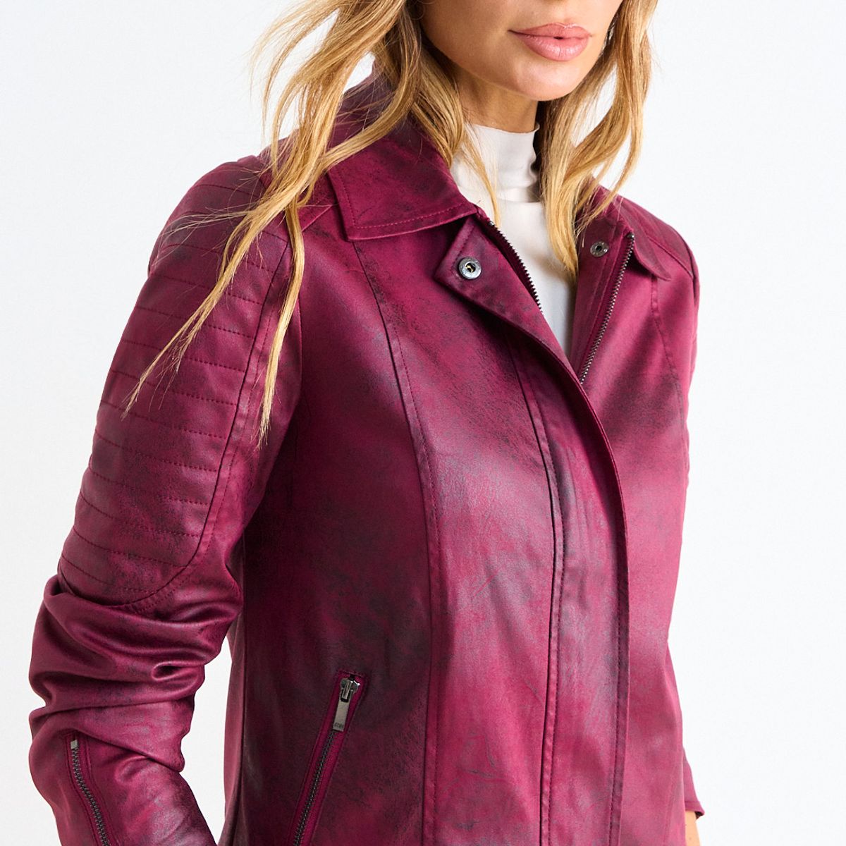 ASH - Chaqueta De Suede Con Cierre Oculto Mujer Burdeos Ash