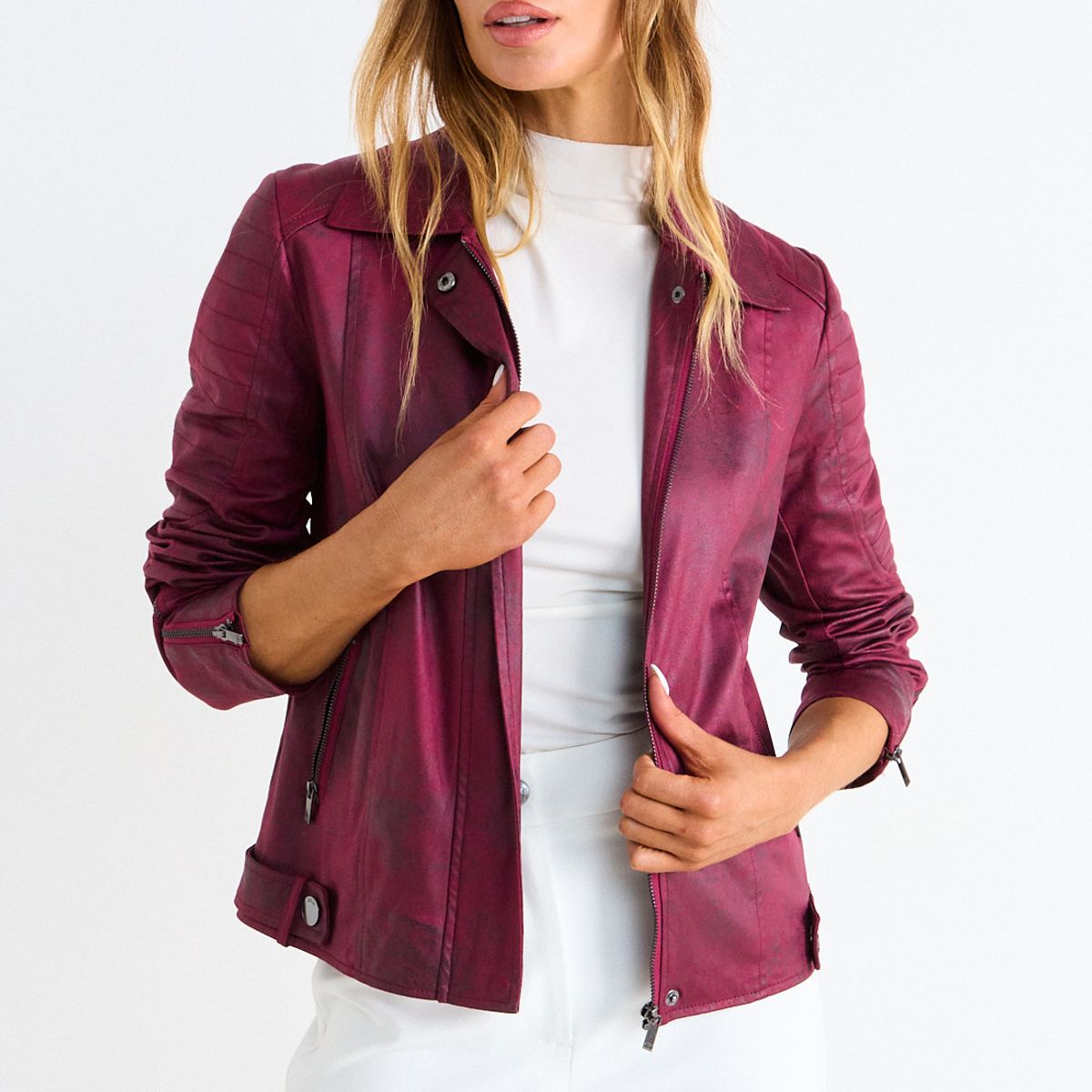 ASH - Chaqueta De Suede Con Cierre Oculto Mujer Burdeos Ash