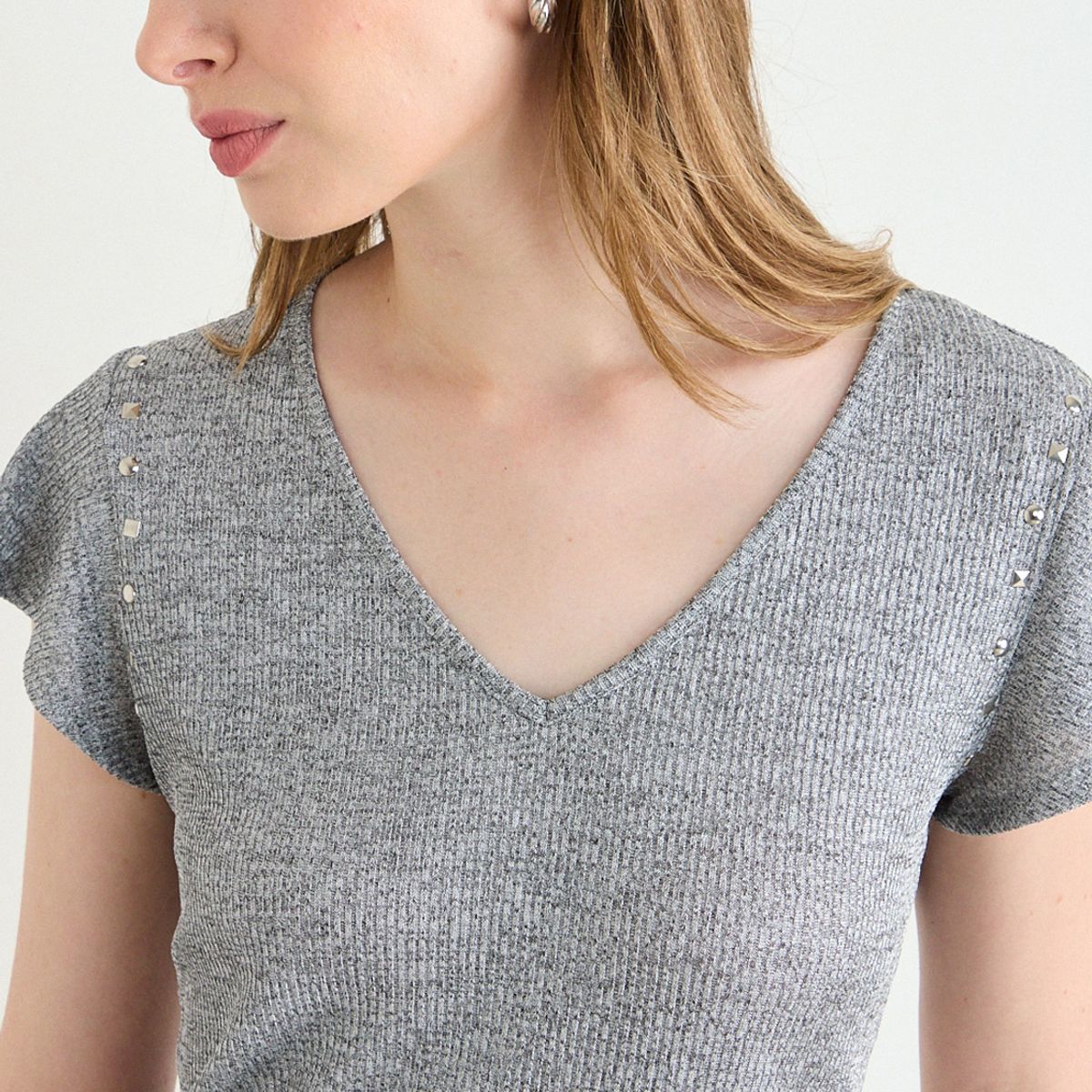 ASH - Polera Lisa Mujer Gris Ash