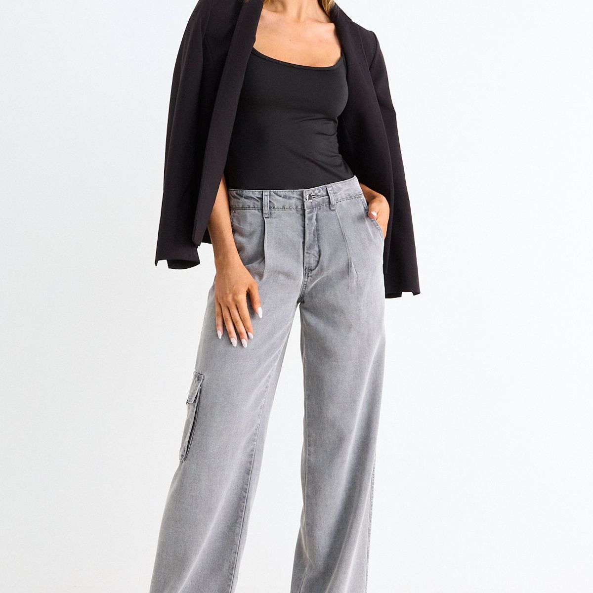 ASH - Jeans Cargo Mujer Gris Ash