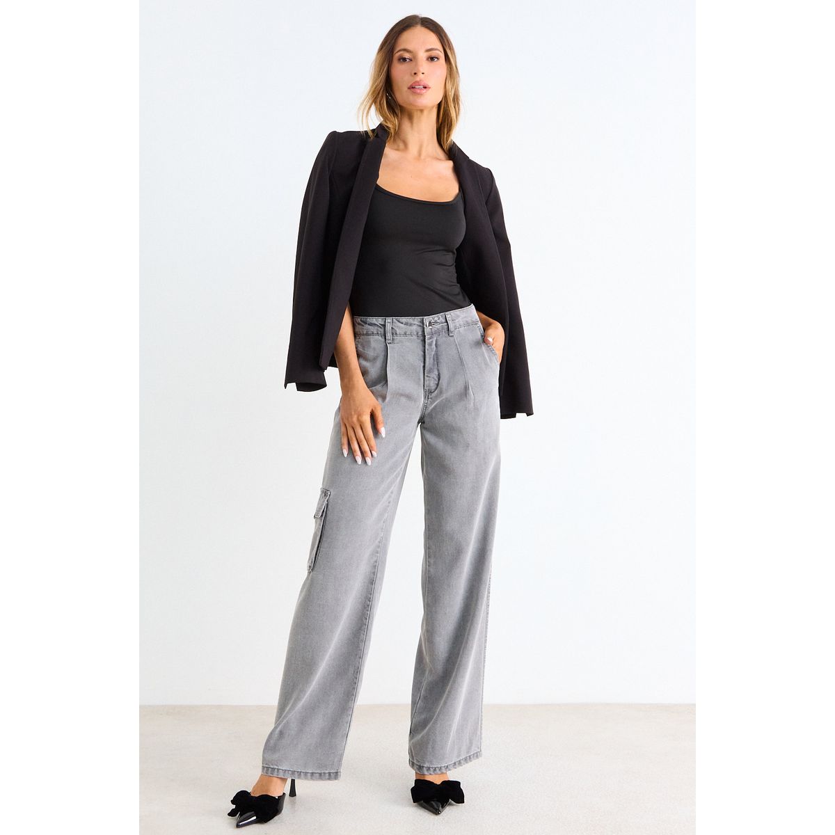 ASH - Jeans Cargo Mujer Gris Ash