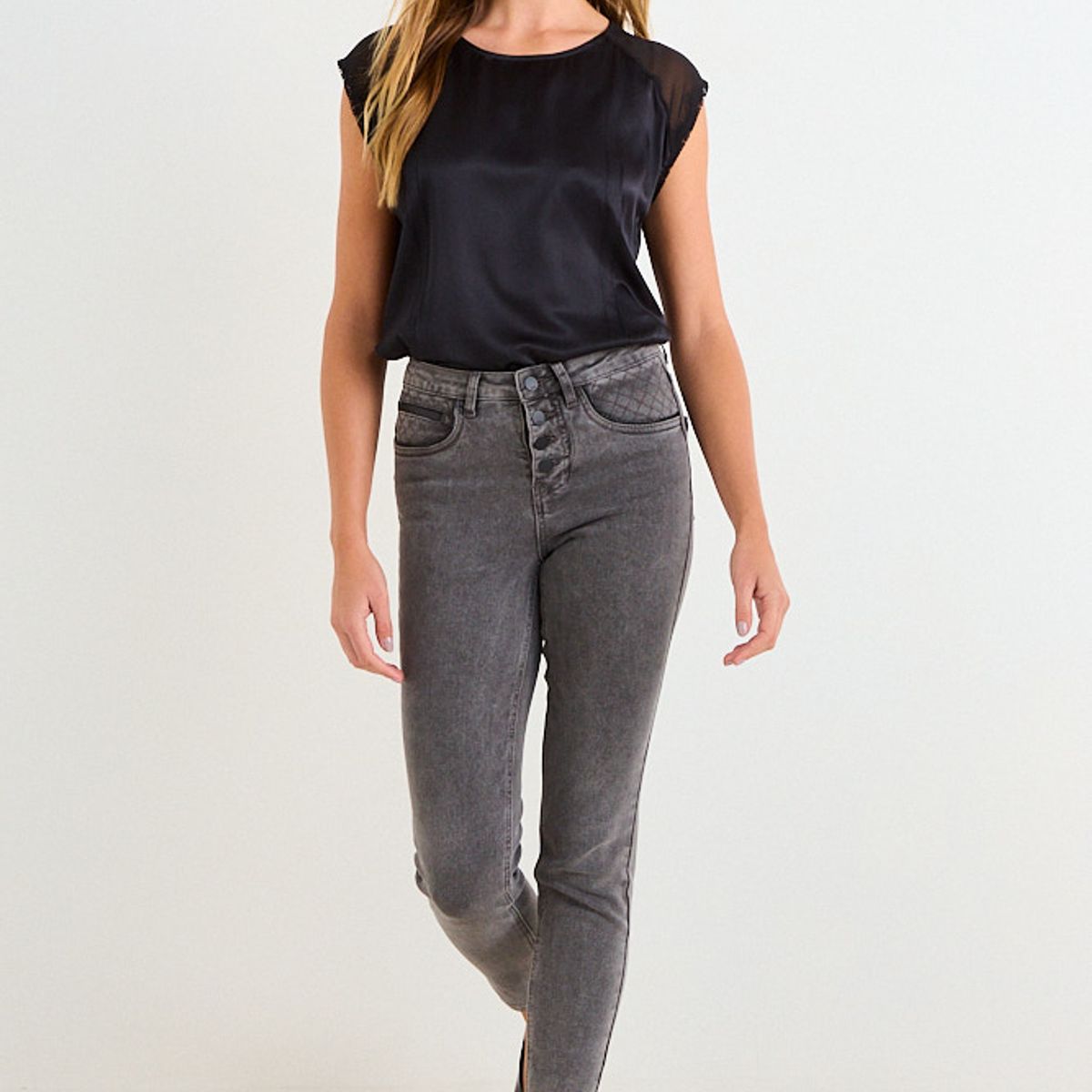 ASH - Skinny Jeans Mujer Gris Ash