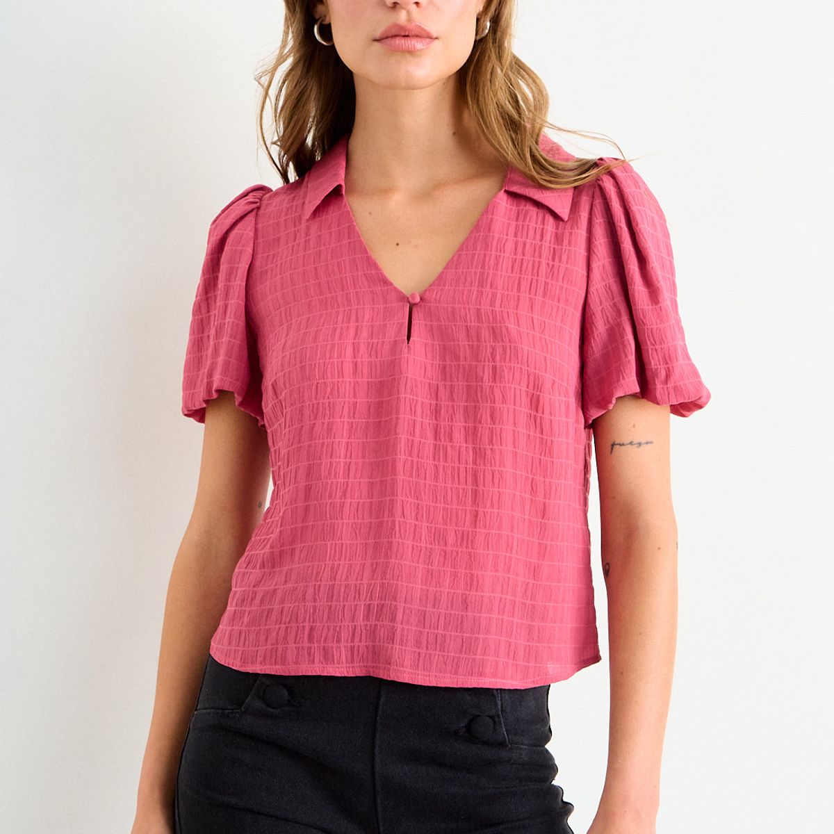 IO - Blusa Lisa Mujer Fucsia Io