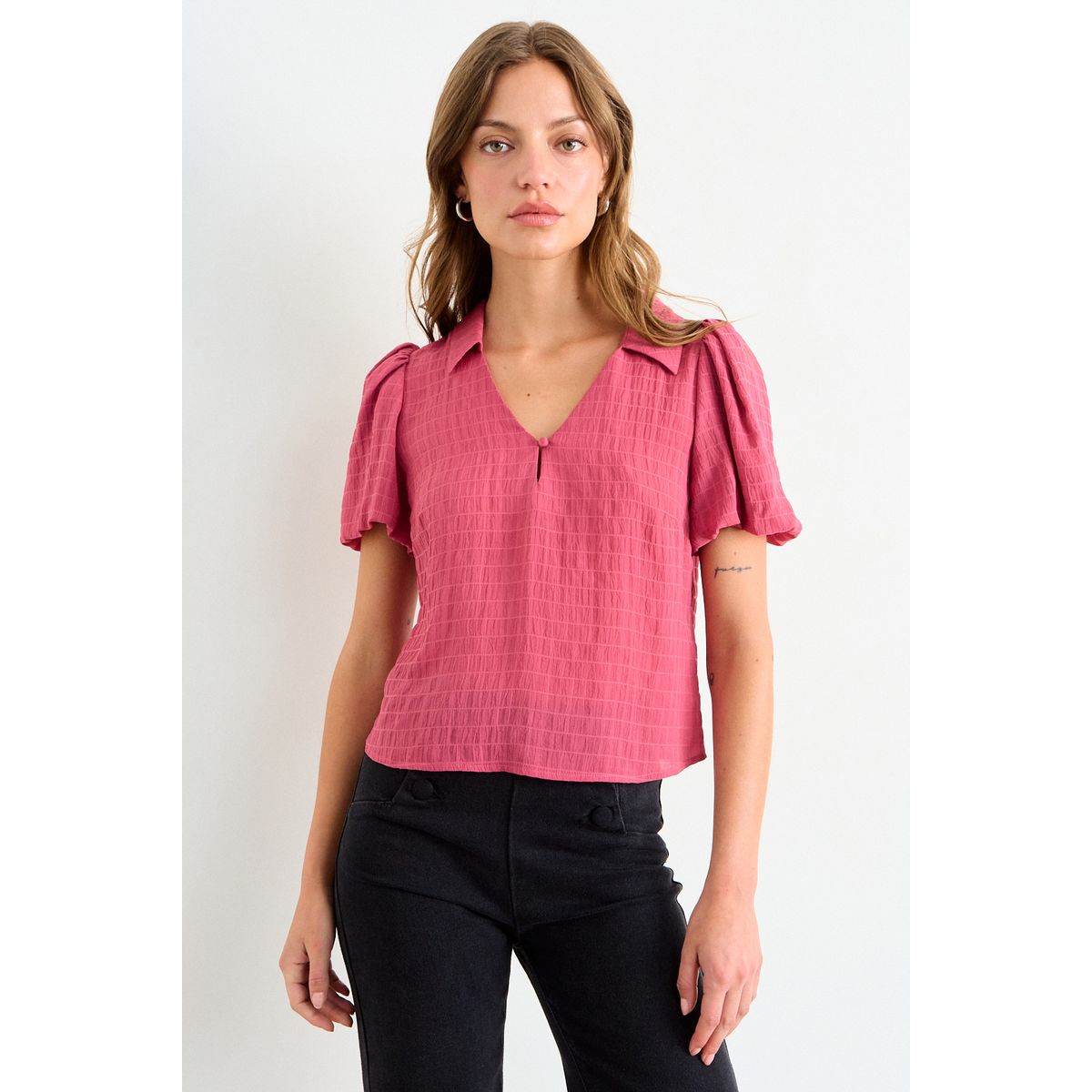 IO - Blusa Lisa Mujer Fucsia Io