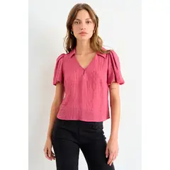 IO - Blusa Lisa Mujer Fucsia