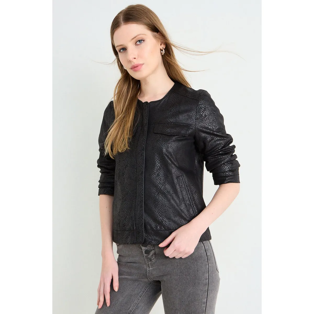 ASH - Casaca Lisa Mujer Negro Ash