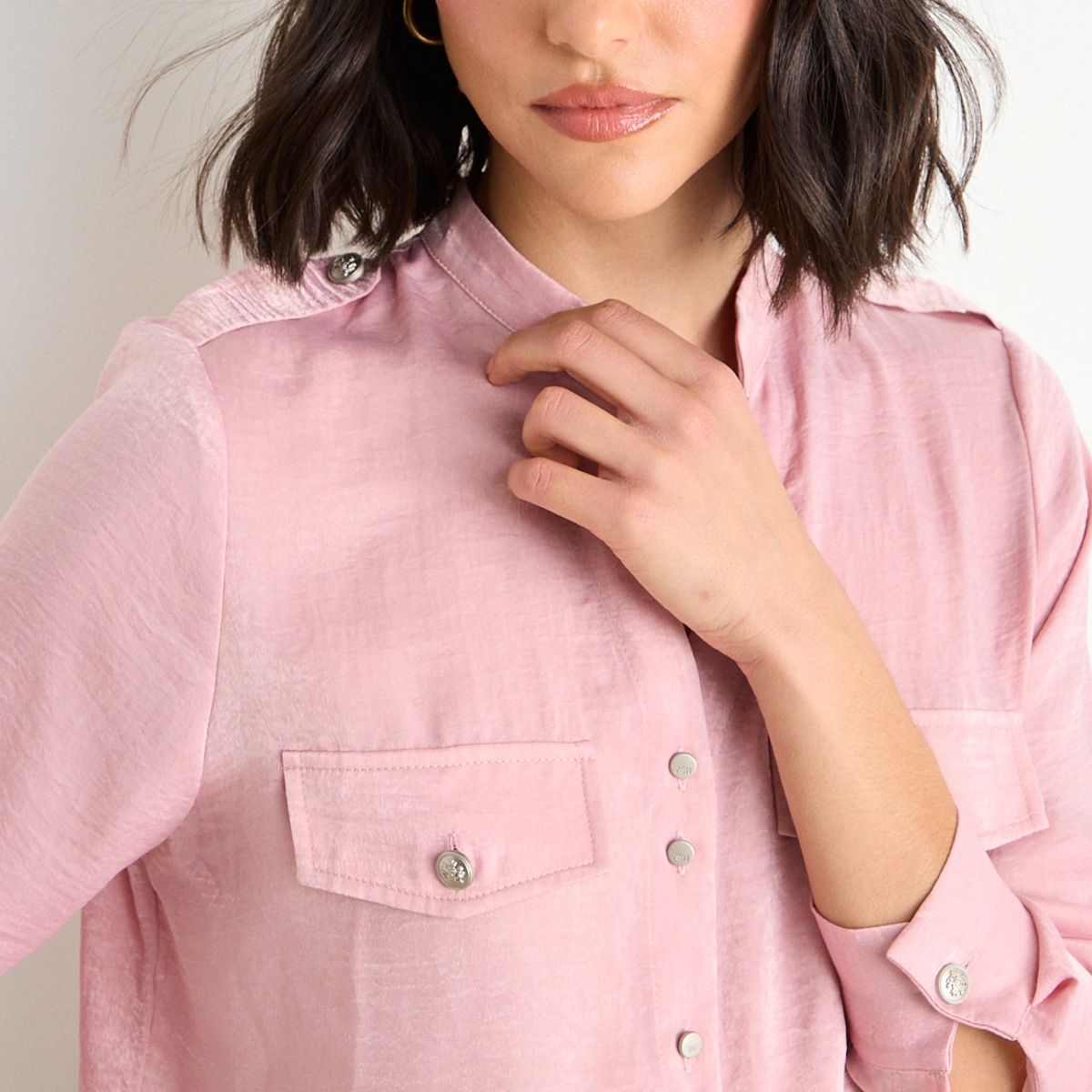 ASH - Blusa Lisa  Manga Larga Mujer Rosa Ash