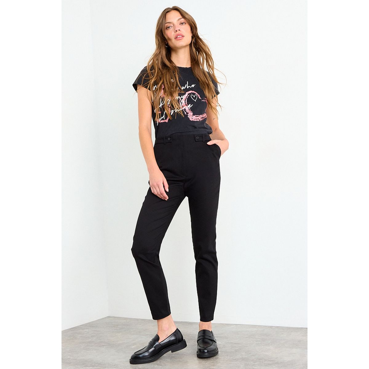 IO - Pantalon Liso Mujer Negro Io