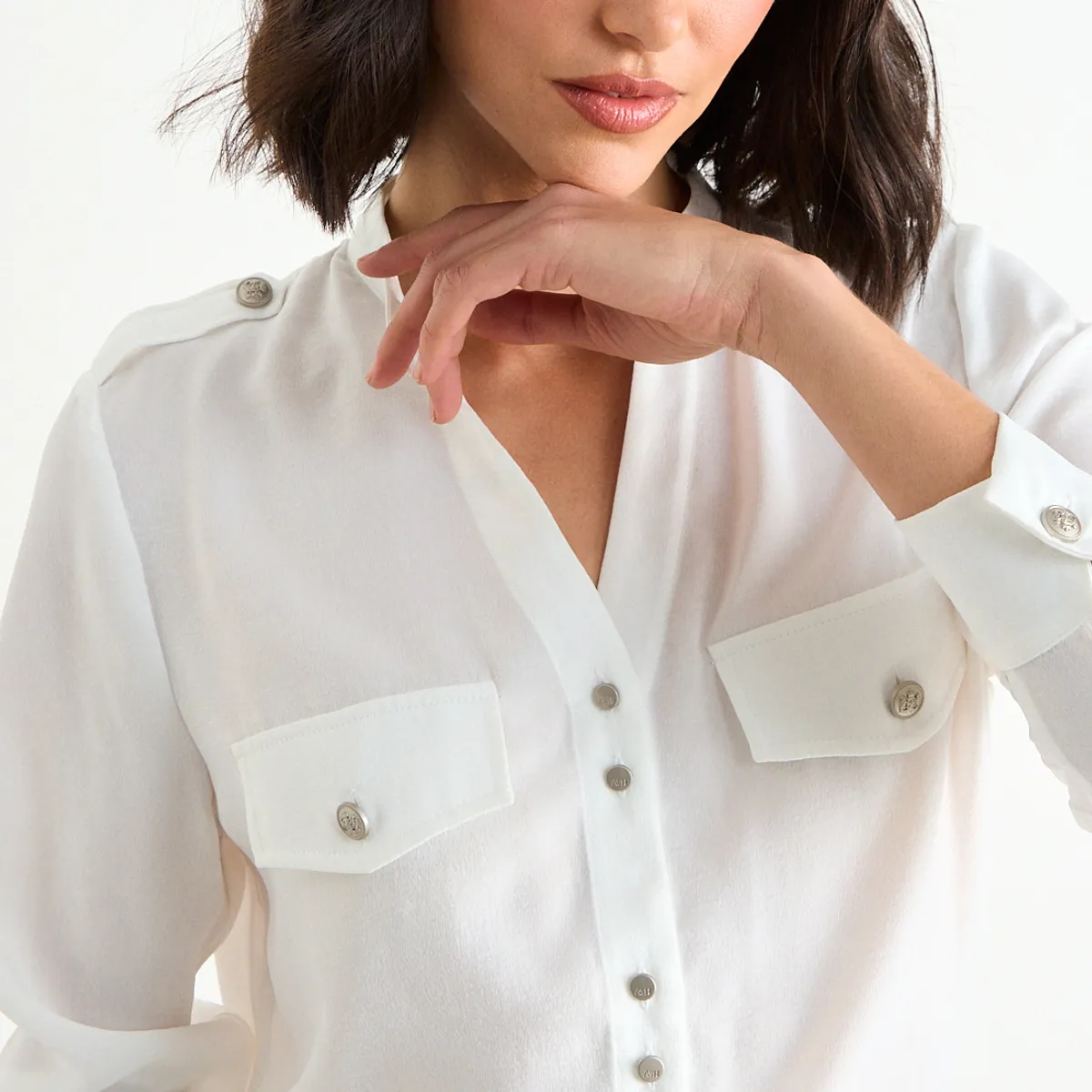 ASH - Blusa Lisa  Manga Larga Mujer Crudo Ash