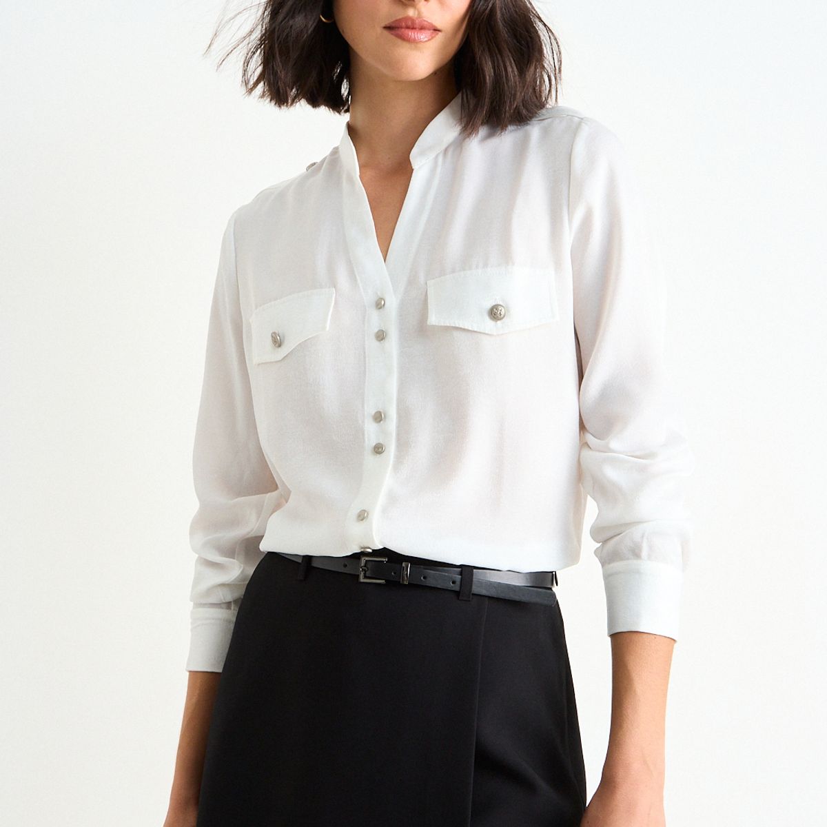 ASH - Blusa Lisa  Manga Larga Mujer Crudo Ash