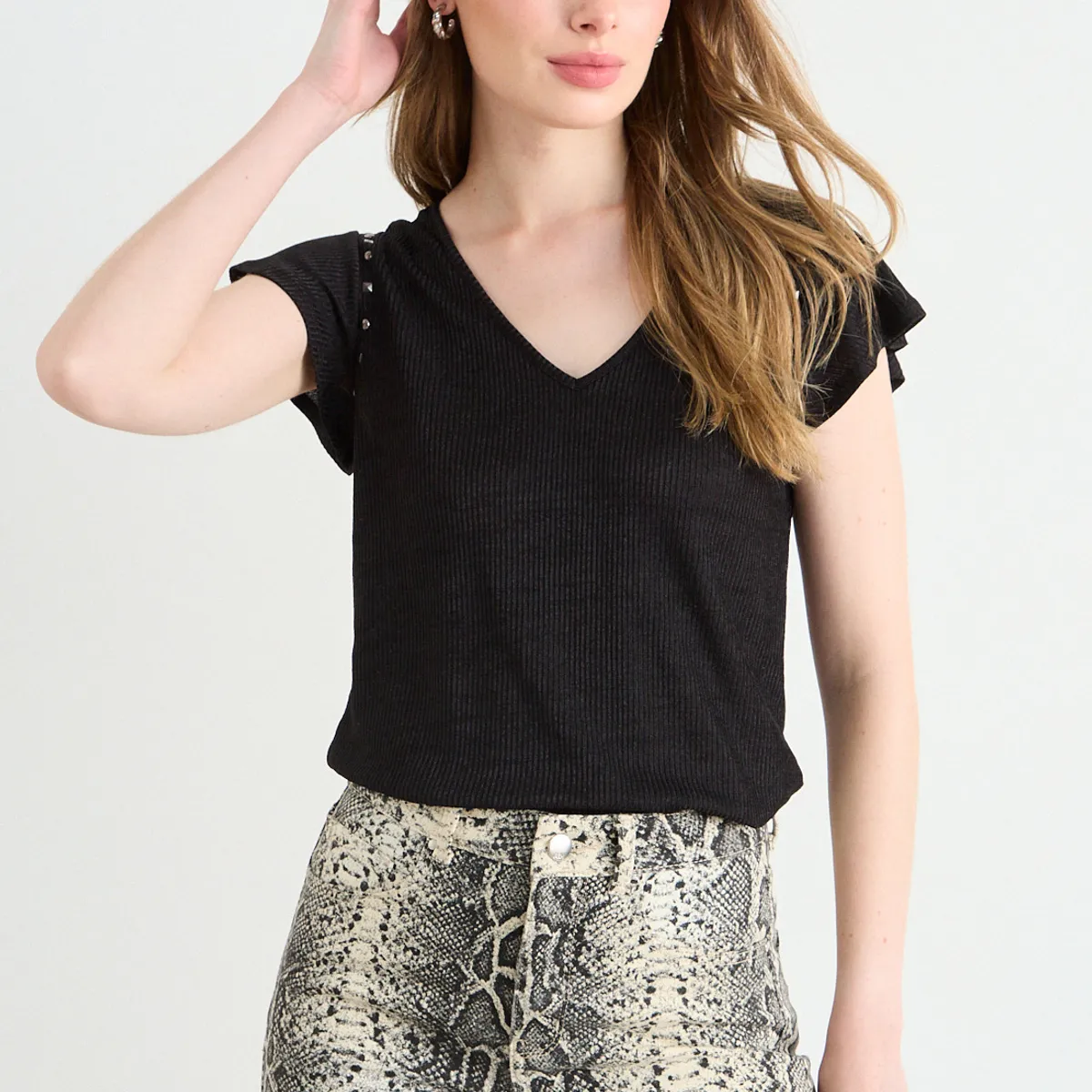 ASH - Polera Lisa Mujer Negro Ash