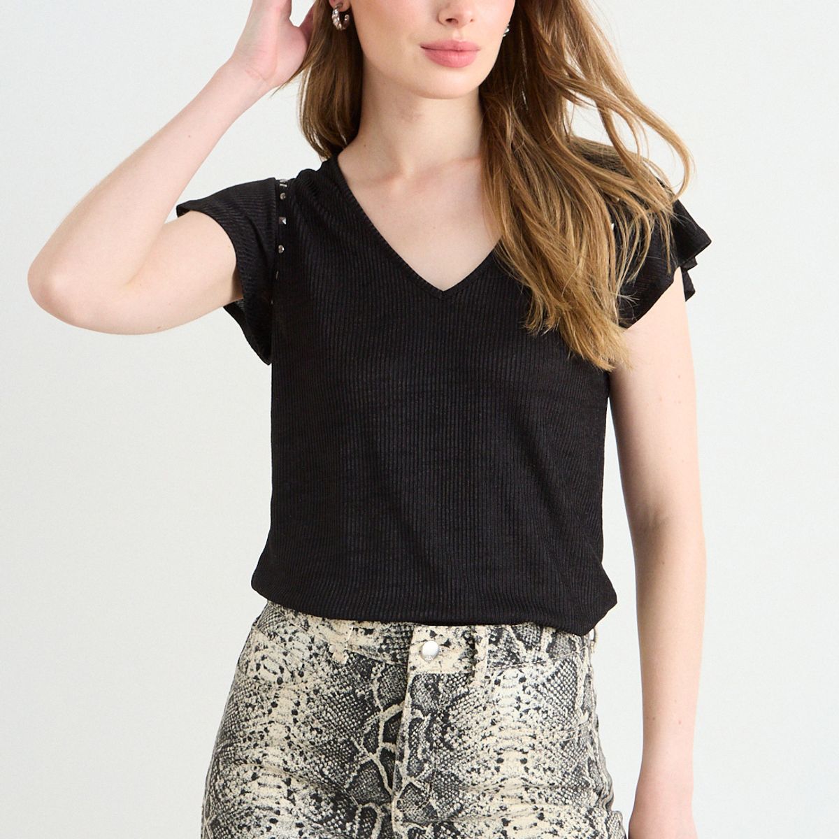 ASH - Polera Lisa Mujer Negro Ash
