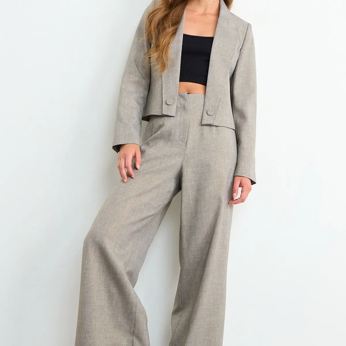 IO - Pantalon Liso Mujer Gris Io