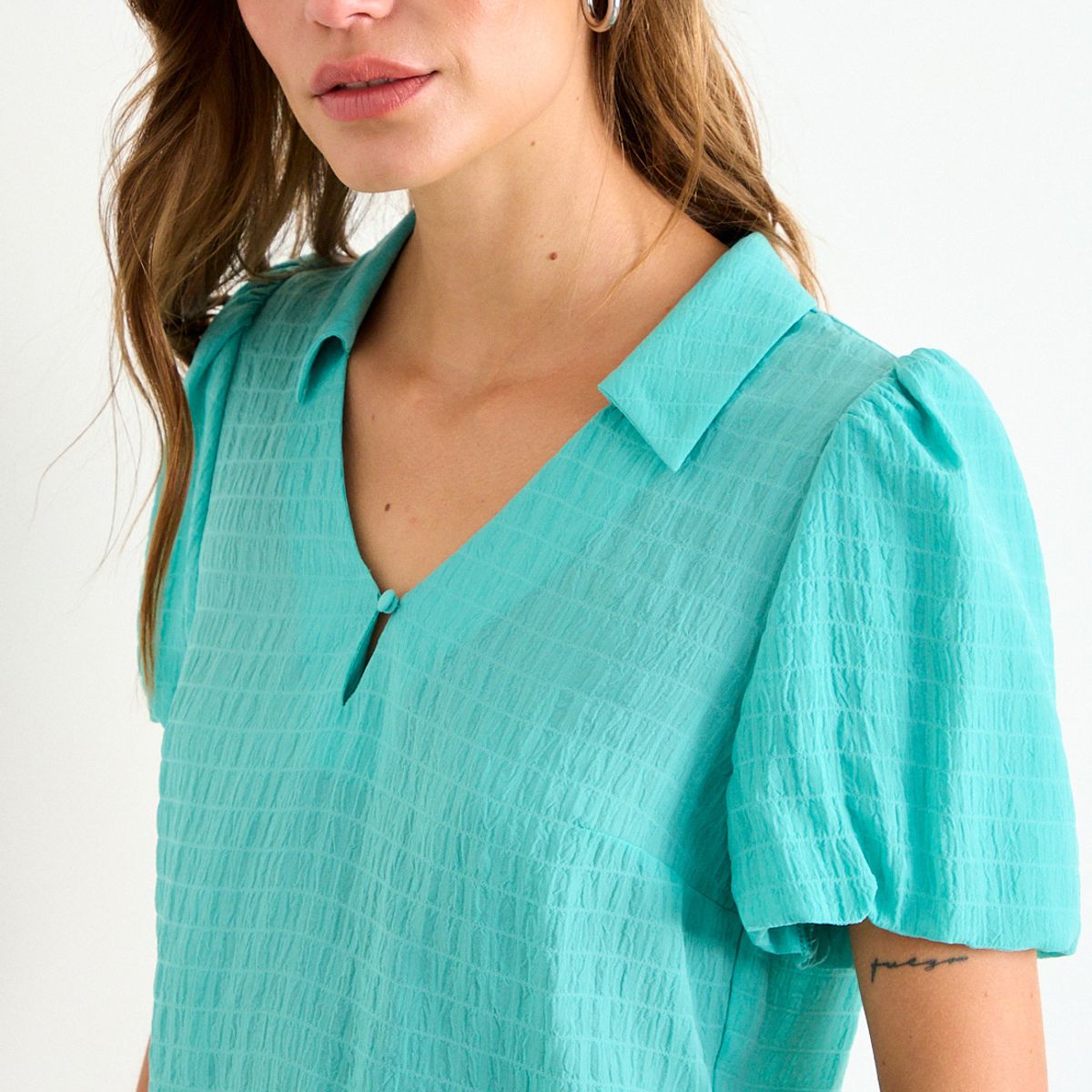 IO - Blusa Lisa Mujer Turquesa Io