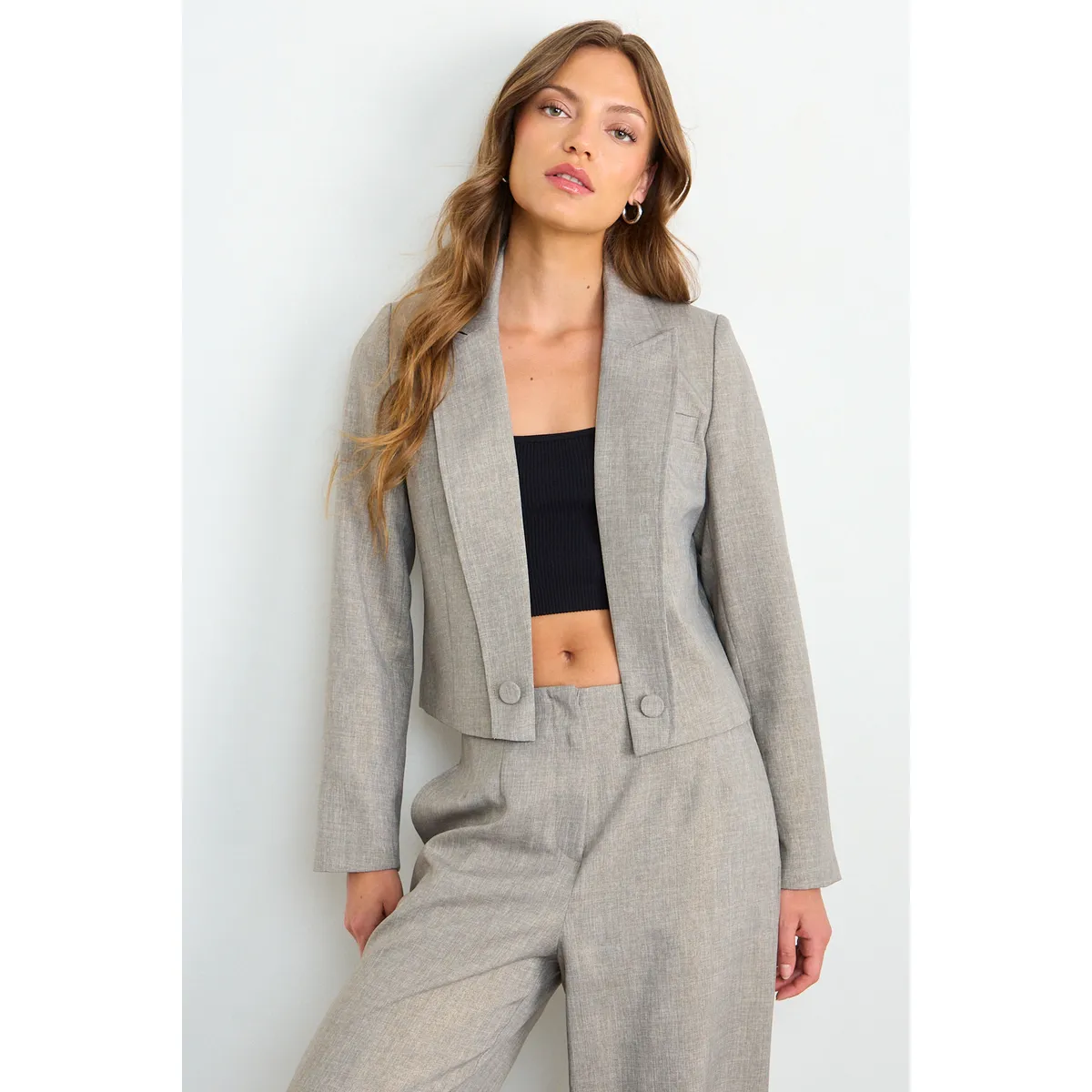 IO - Blazer Liso Mujer Gris Io