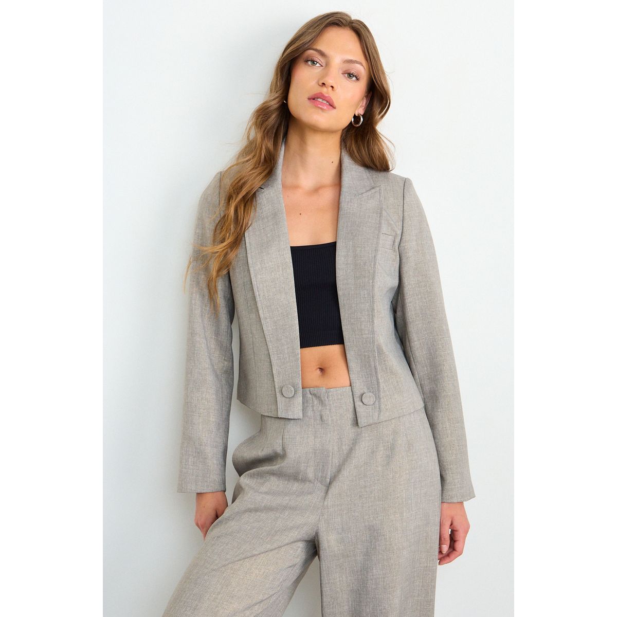 IO - Blazer Liso Mujer Gris Io
