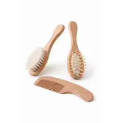 GENERICO - Set Cepillo y Peine Madera Cerdas Suaves Bebés Recién Nacido