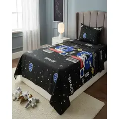 GENERICO - Juego de sábanas plaza y media infantil niña niño diseño de Astronauta