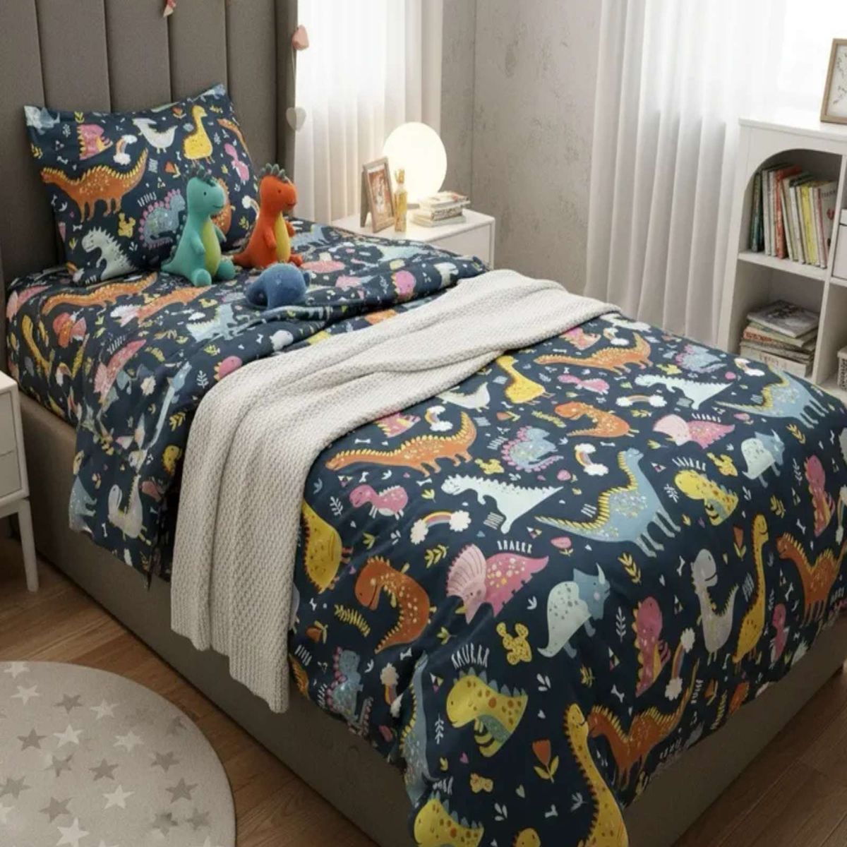 GENERICO - Juego de sábanas plaza y media infantil niña niño Dinosaurio