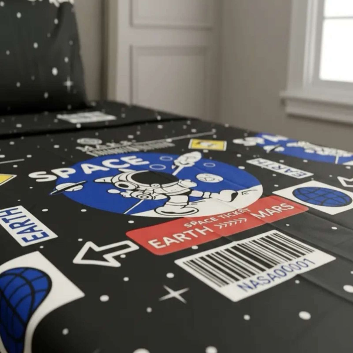 GENERICO - Sábanas plaza y media suaves  infantil niña niño diseño de Astronauta