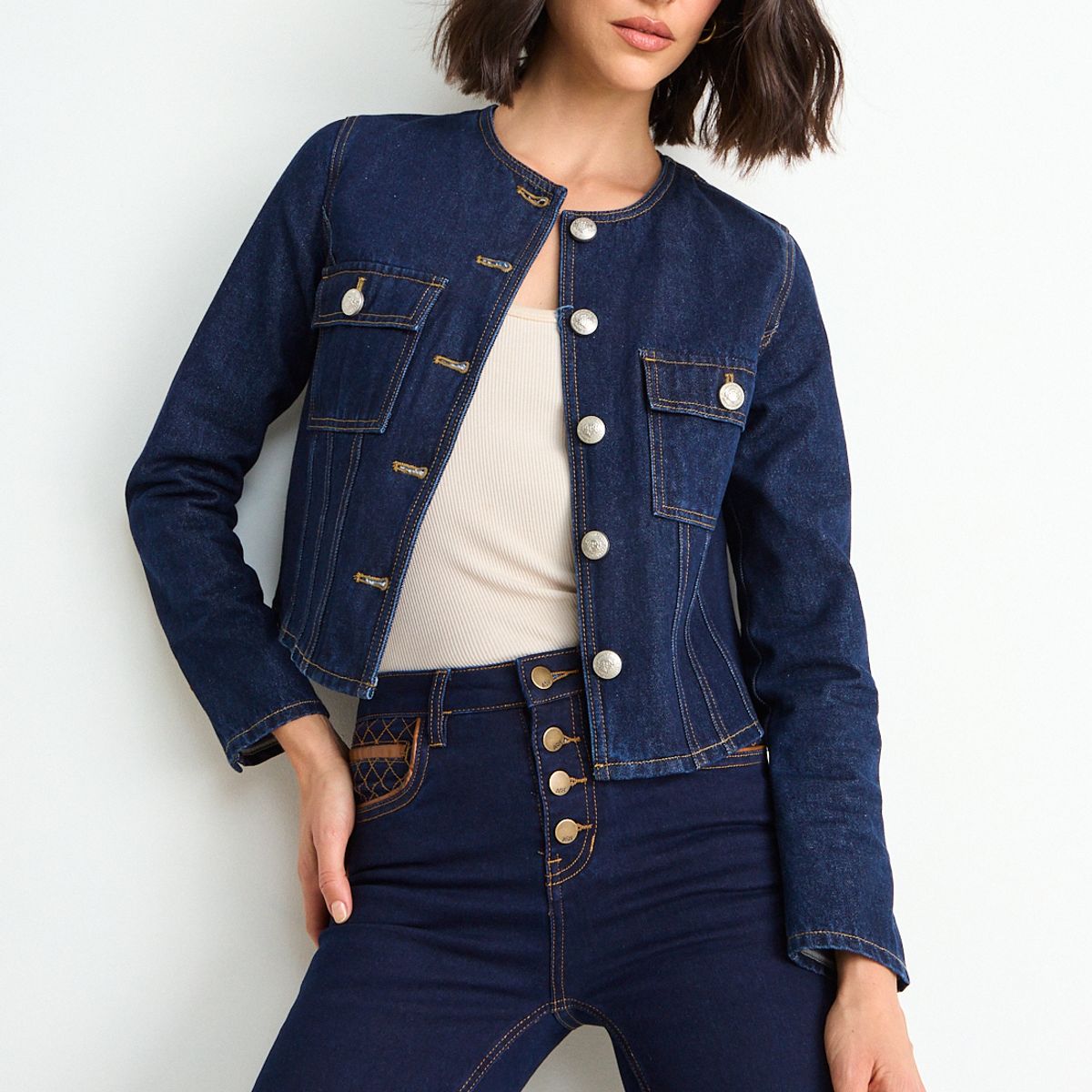 ASH - Casaca Lisa Mujer Azul Ash