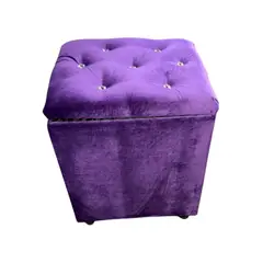 GENERICO - Pouf Baul Morado Felpa Diamante 40x33x45 Rimar