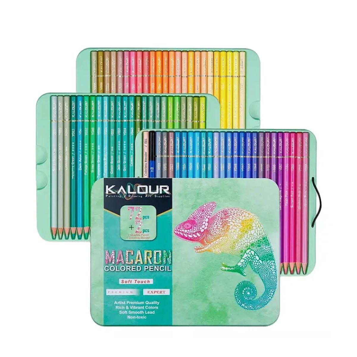GENERICO - Set 72 Lápices Colores Macaron, Dibujo Arte Caja Metálica