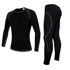 GARSIL - Conjunto Primera Capa Termica Camiseta + Pantalón De Algodón SM Negro LXL