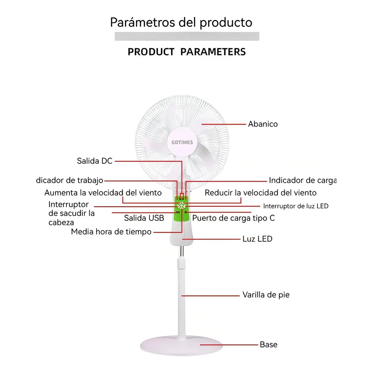 GENERICO - KIT VENTILADOR 16 PULGADAS + 2 AMPOLLETAS EMERGENCIA SOLAR