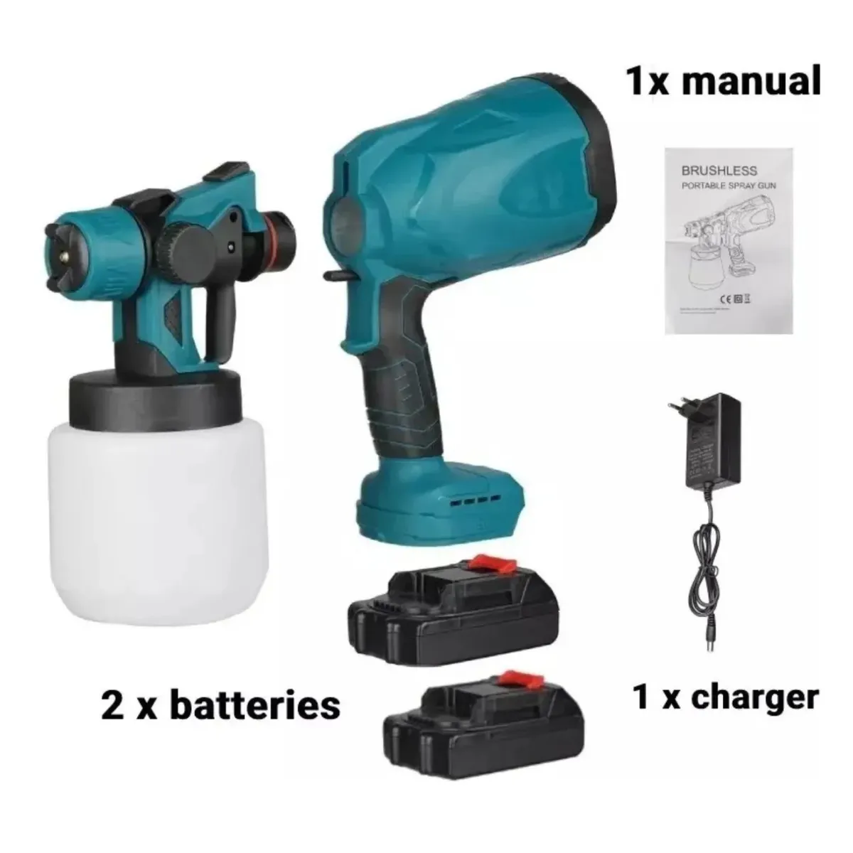 MOVI - Pistola de Pintar Inalámbrica con 2 Baterías y Cargador 800 ml