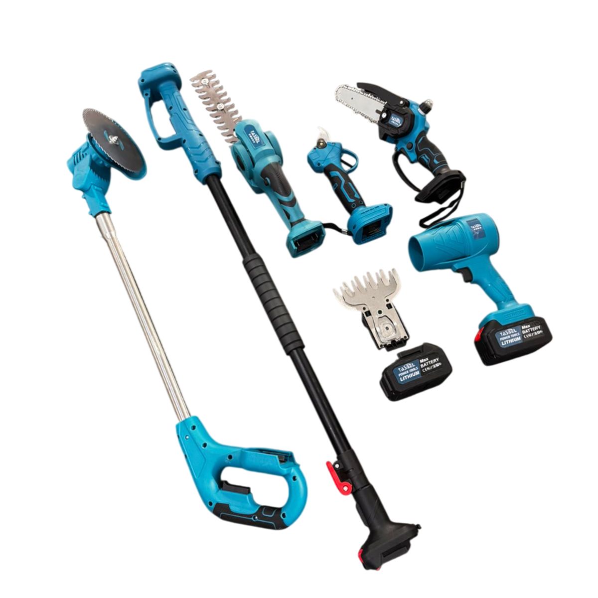 GENERICO - KIT X6 HERRAMIENTAS JARDINERAS CORTADORA CORTASETOS MINI MOTOSIERRA  TIJERA PODADORA  SOPLADOR