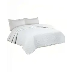 GENERICO - CUBRECAMA CON DETALLES DE POMPONES 15 PLAZA COLOR BLANCO