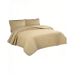 GENERICO - CUBRECAMA CON DETALLES DE POMPONES 15 PLAZA COLOR BEIGE