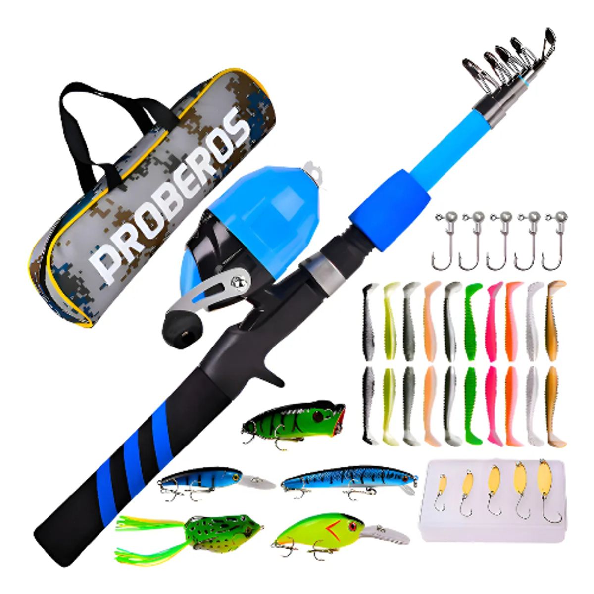 GENERICO - Kit Pesca 18m Caña Carrete Señuelo Accesorio Bolsa Completo