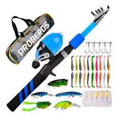 GENERICO - Kit Pesca 18m Caña Carrete Señuelo Accesorio Bolsa Completo