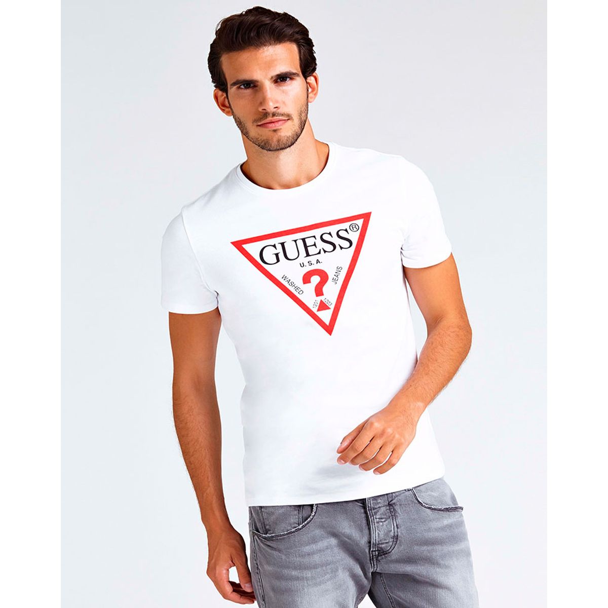 GUESS - Polera Cn Ss Core Original Logo Tee Blanco