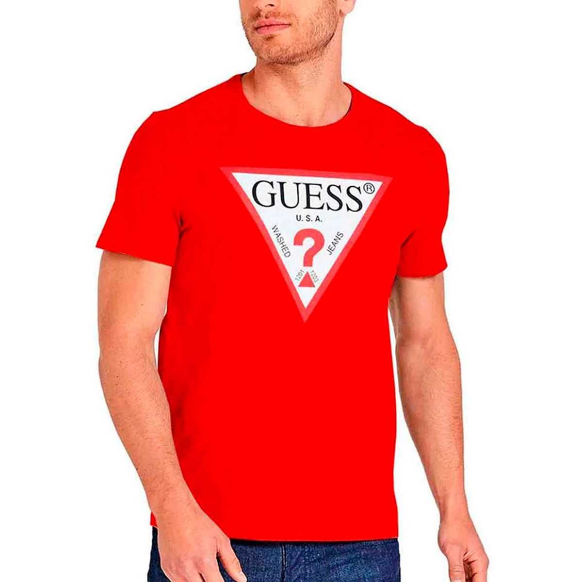 GUESS - Polera Hombre Cn Ss Core Original Logo Tee Rojo Guess
