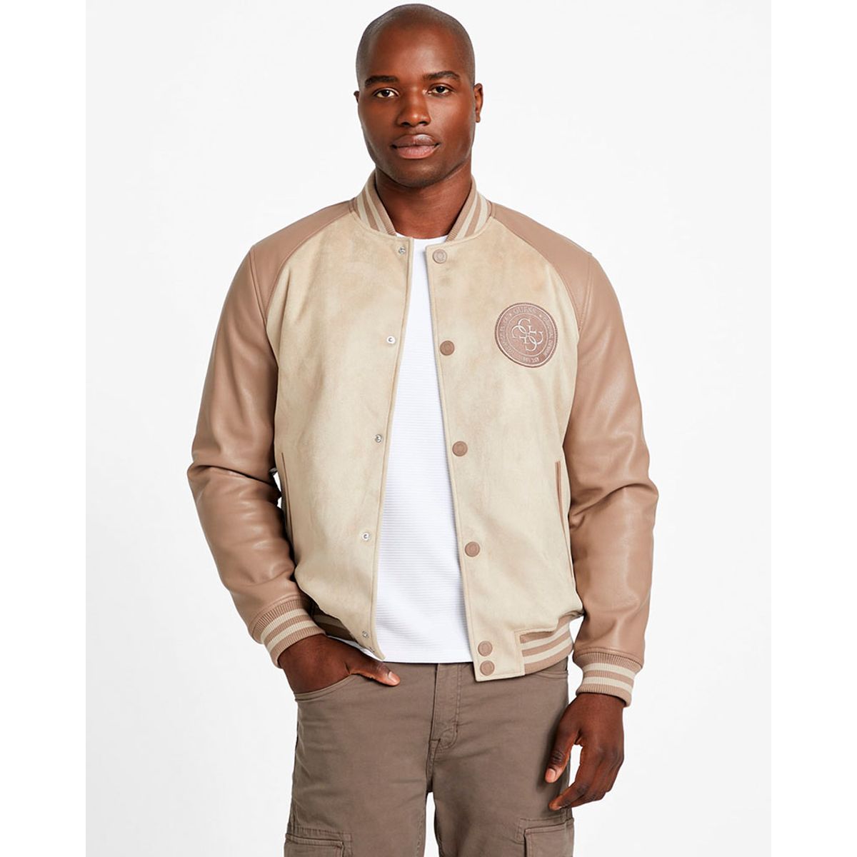 GUESS - Chaqueta Hombre Varsity Bomber Café Guess