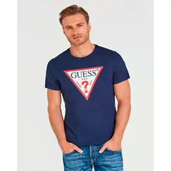 GUESS - Polera Hombre Cn Ss Core Original Logo Tee Azul